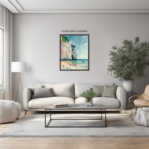 Posterizer 1 pcs-coastal cliefs in france-classics inspired oil painting style 1-Coastal & Nautical Art-Landscape & Nature Art-Decor for Home & Of...